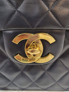 Authentic Vintage Chanel XL CC Maxi Black Lambskin – The Neon